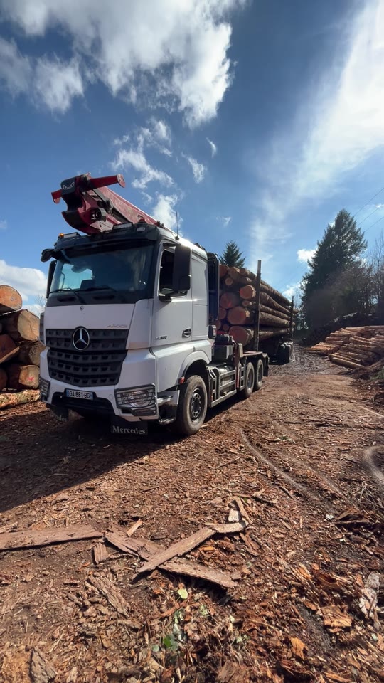 Le grumier sur une piste de chantier